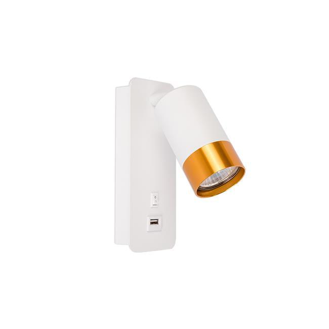 Väggspotlight Vit/Mässing USB-Lampconcept.se