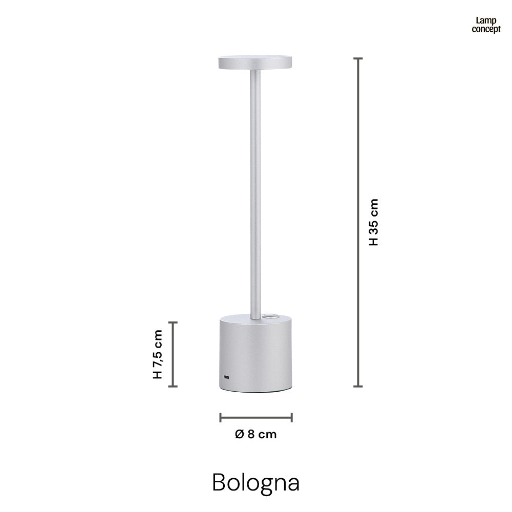 Bologna LED Sladdlös Bordslampa Silver