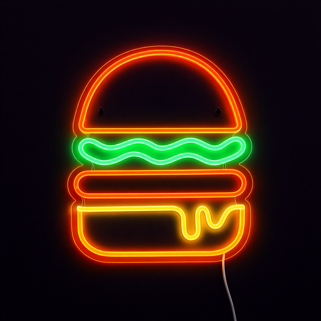 Burger Neon Vägglampa