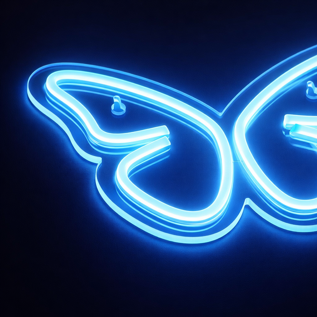 Butterfly Neon Vägglampa Ljusblå