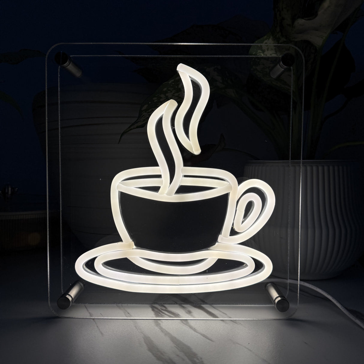 Coffee LED Neon Box Bordlampa
