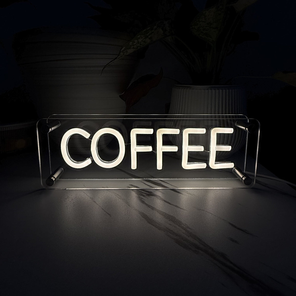 Coffee LED Neon Box Bordlampa