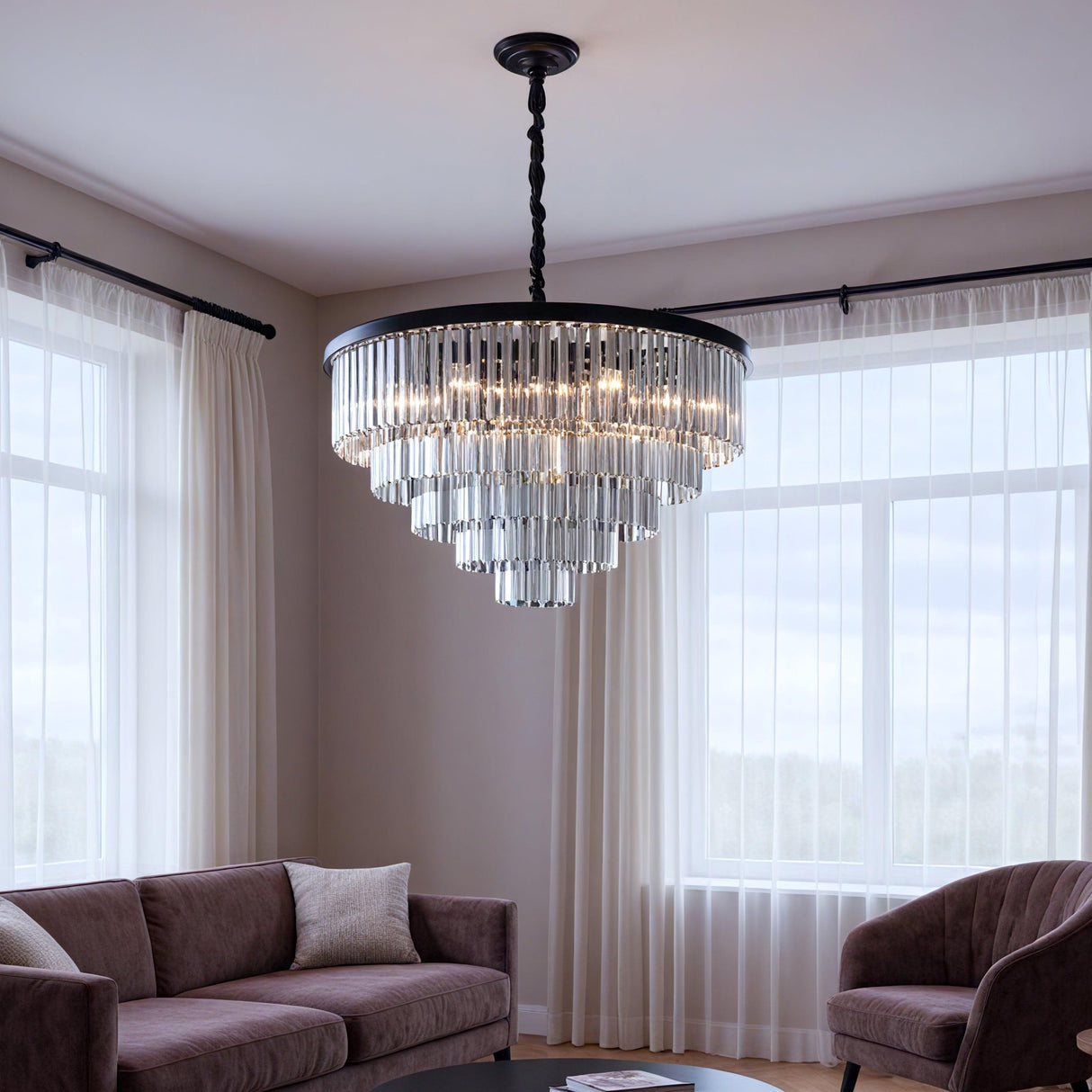 Santorini Ljuskrona Ø80 Smoke-Lampconcept.se