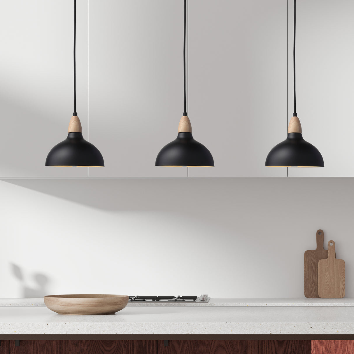 Oak Taklampa Ø19 Ljus Trä/Svart