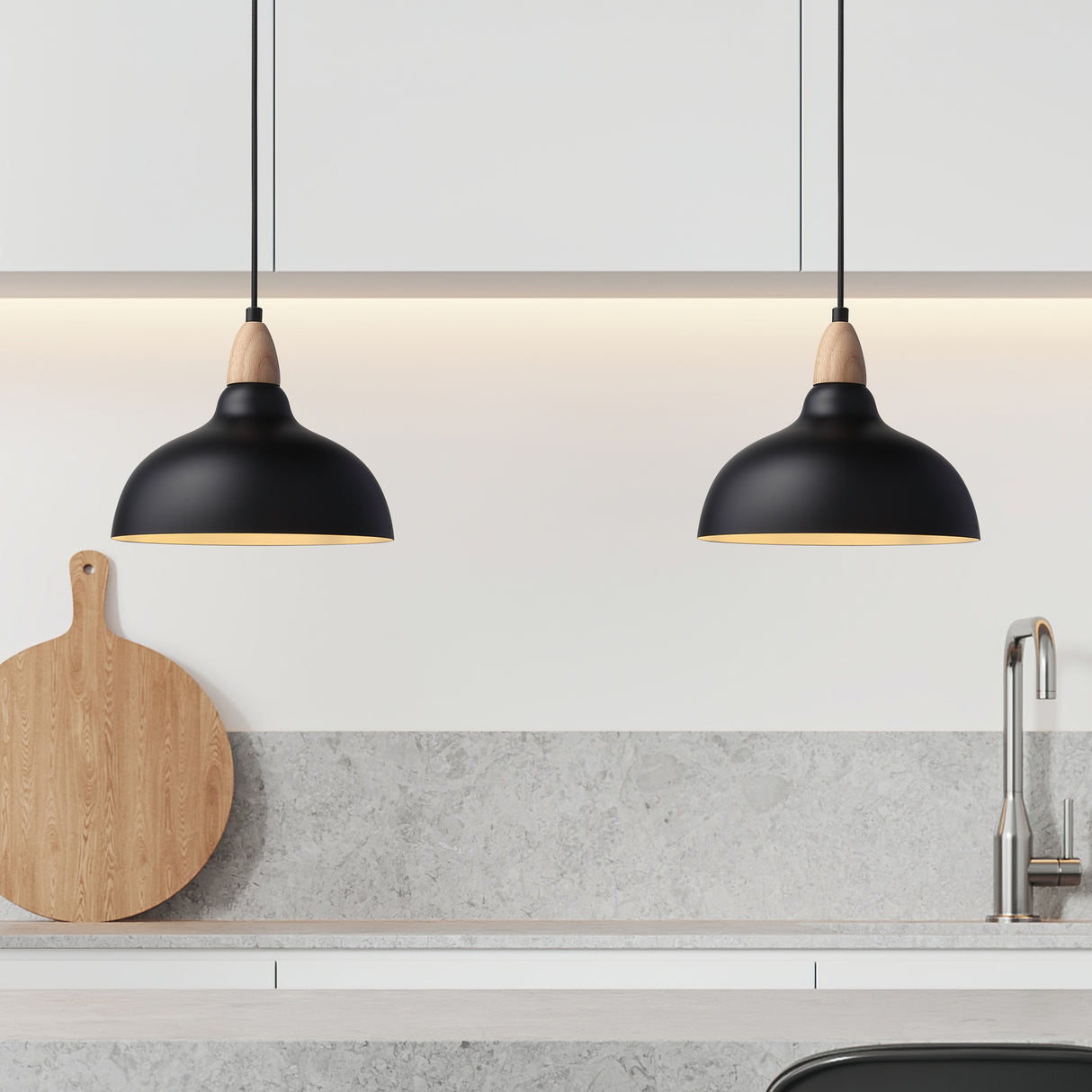 Oak Taklampa Ø24 Ljus Trä/Svart