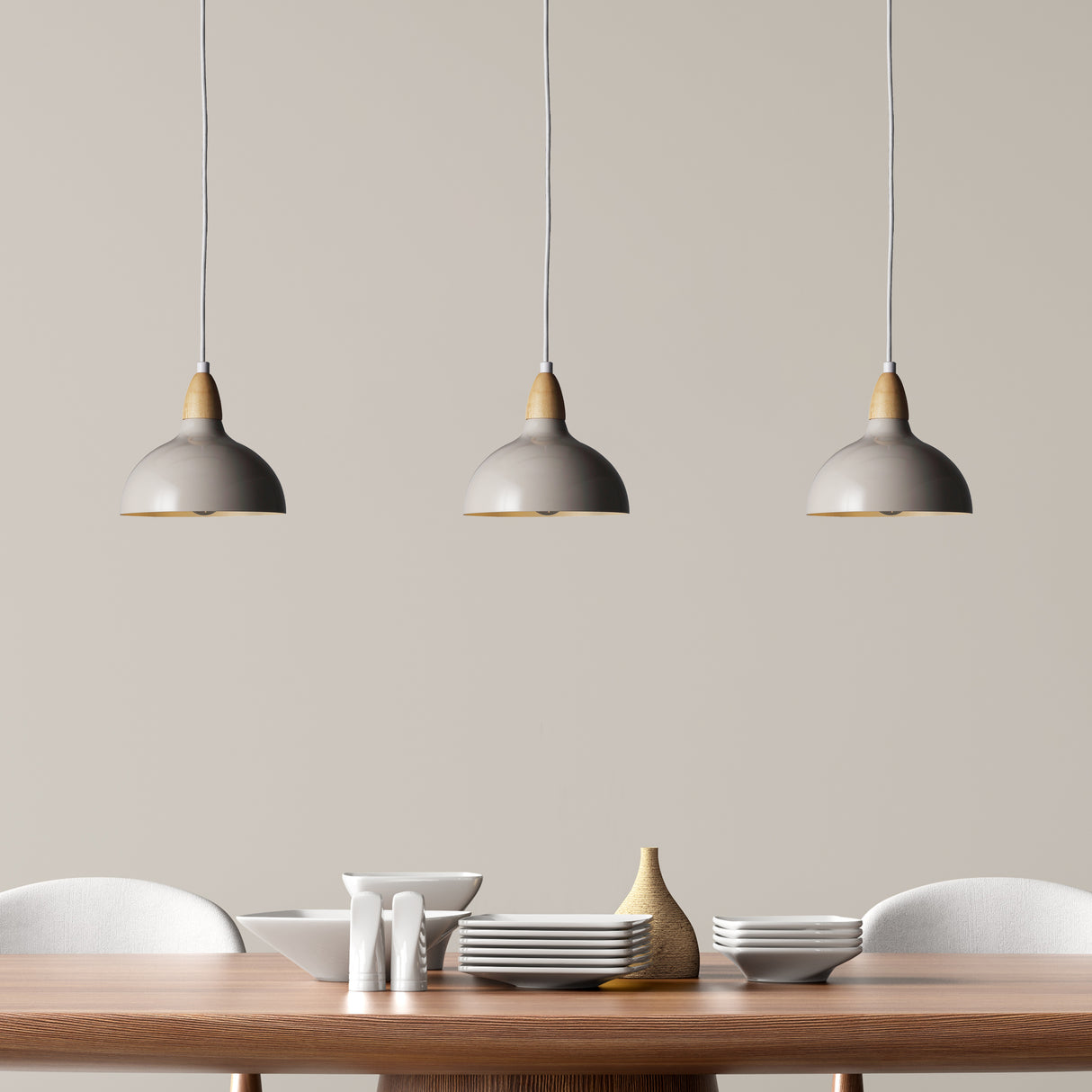 Oak Taklampa Ø19 Glossy Dove