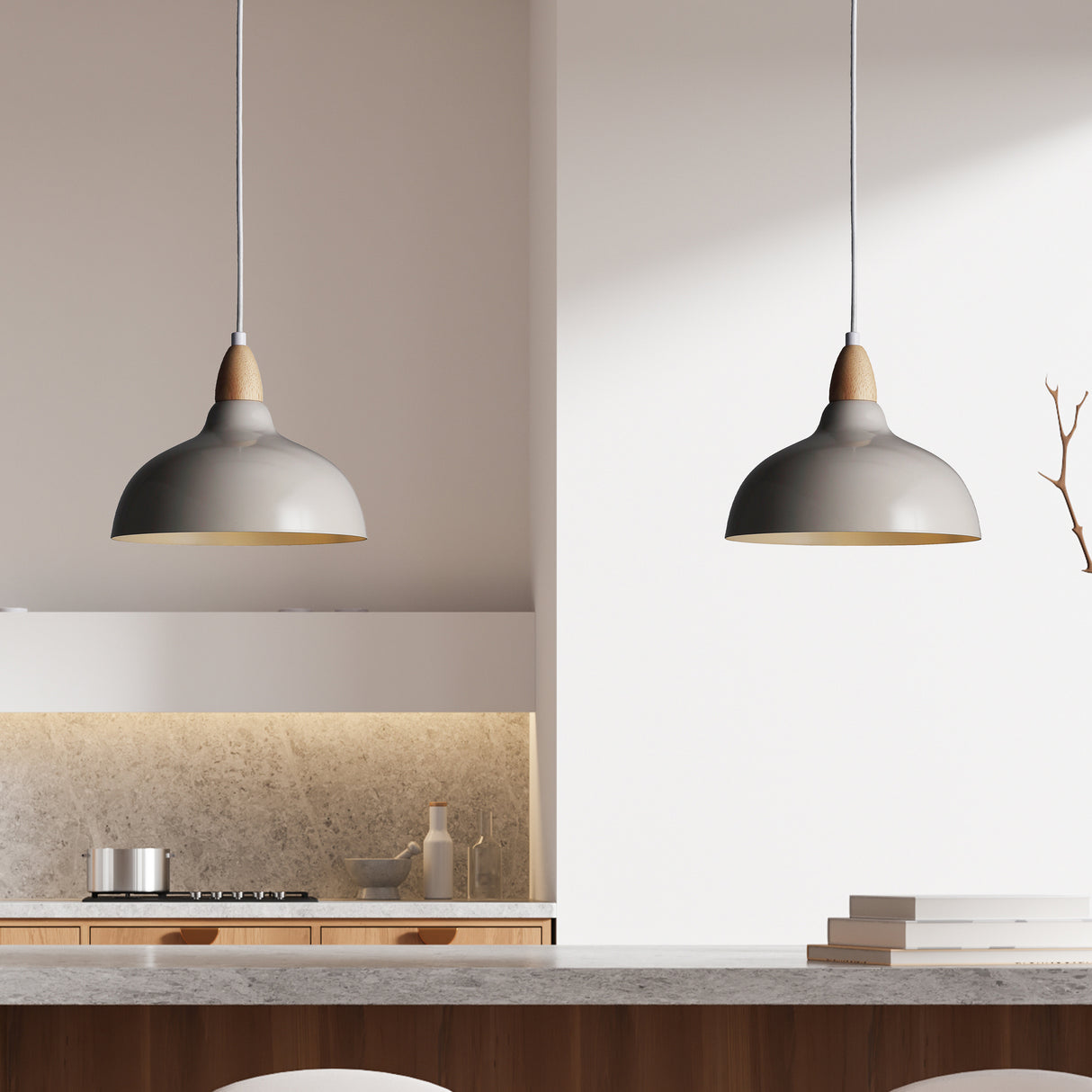 Oak Taklampa Ø24 Glossy Dove