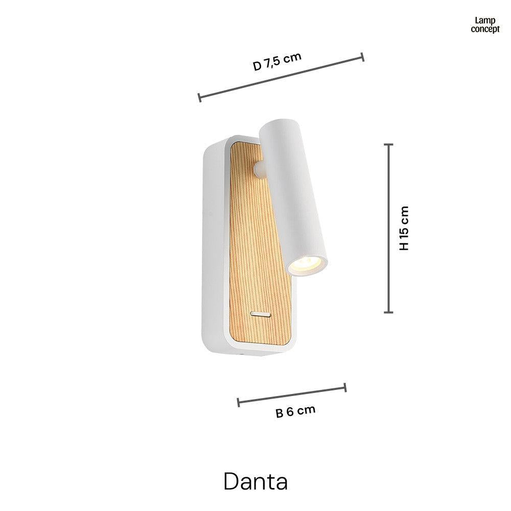 Danta Vägglampa Vit/Trälook-Lampconcept.se