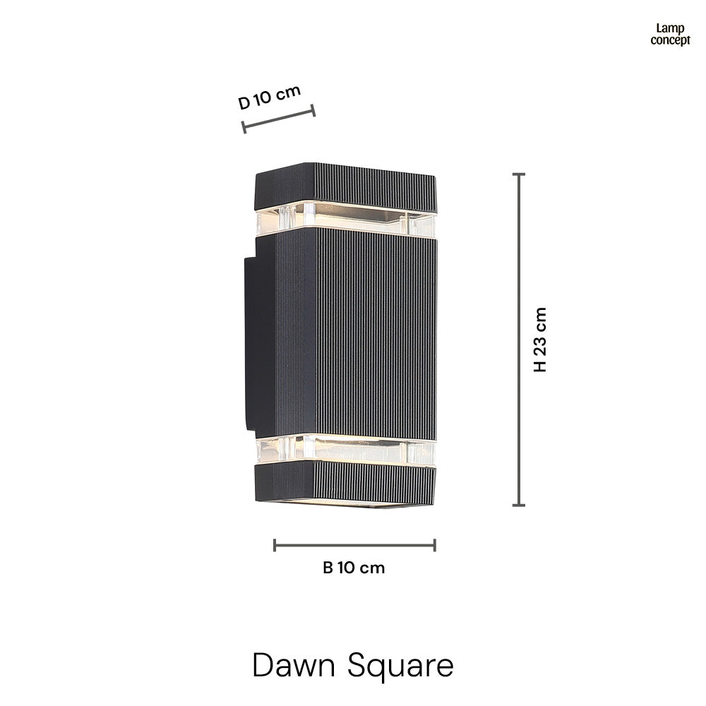 Dawn Square vägglampa Utomhus LED Svart
