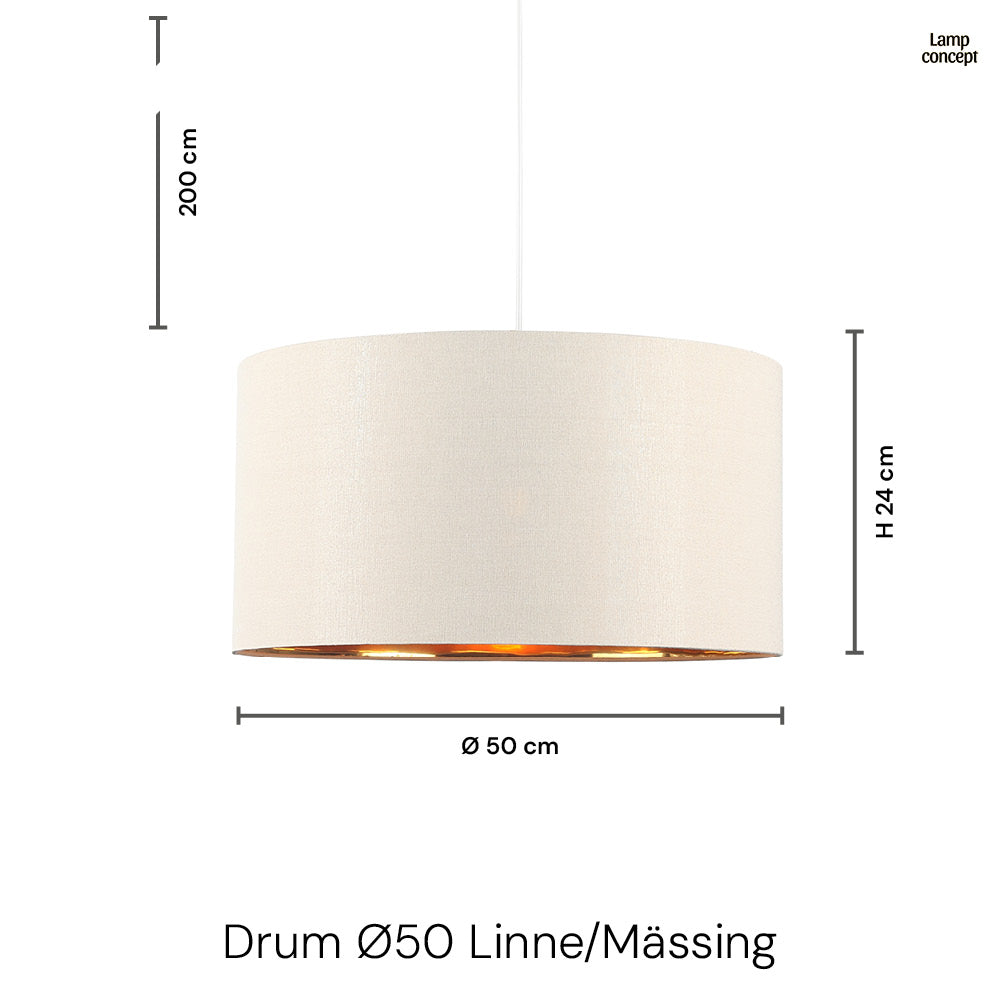 Drum Taklampa Ø40 Linne/mässing