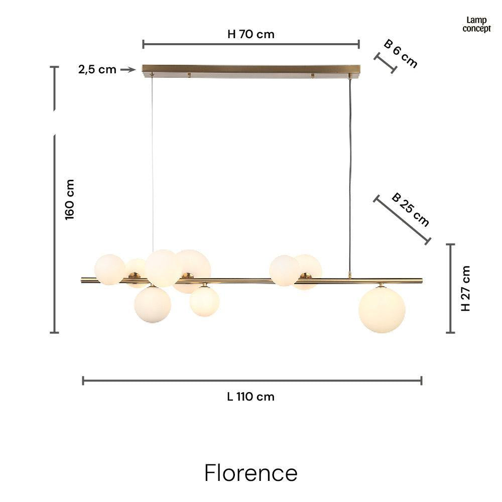 Florence Långbordstaklampa Mässing/Opal