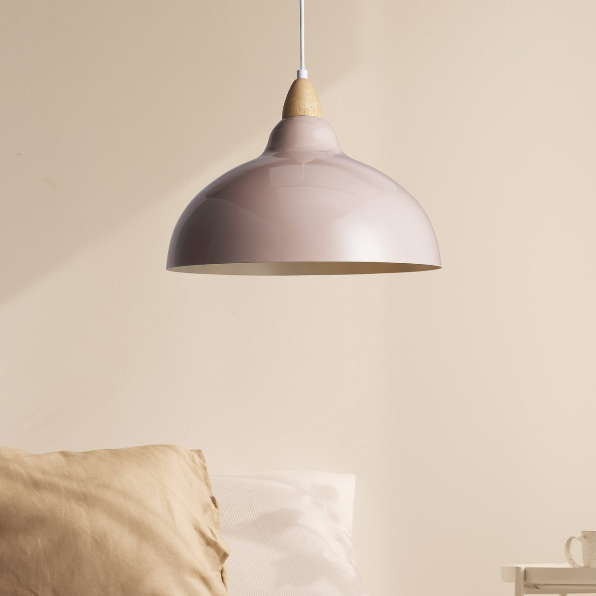 Oak Taklampa Ø35 Glossy Beige Pink