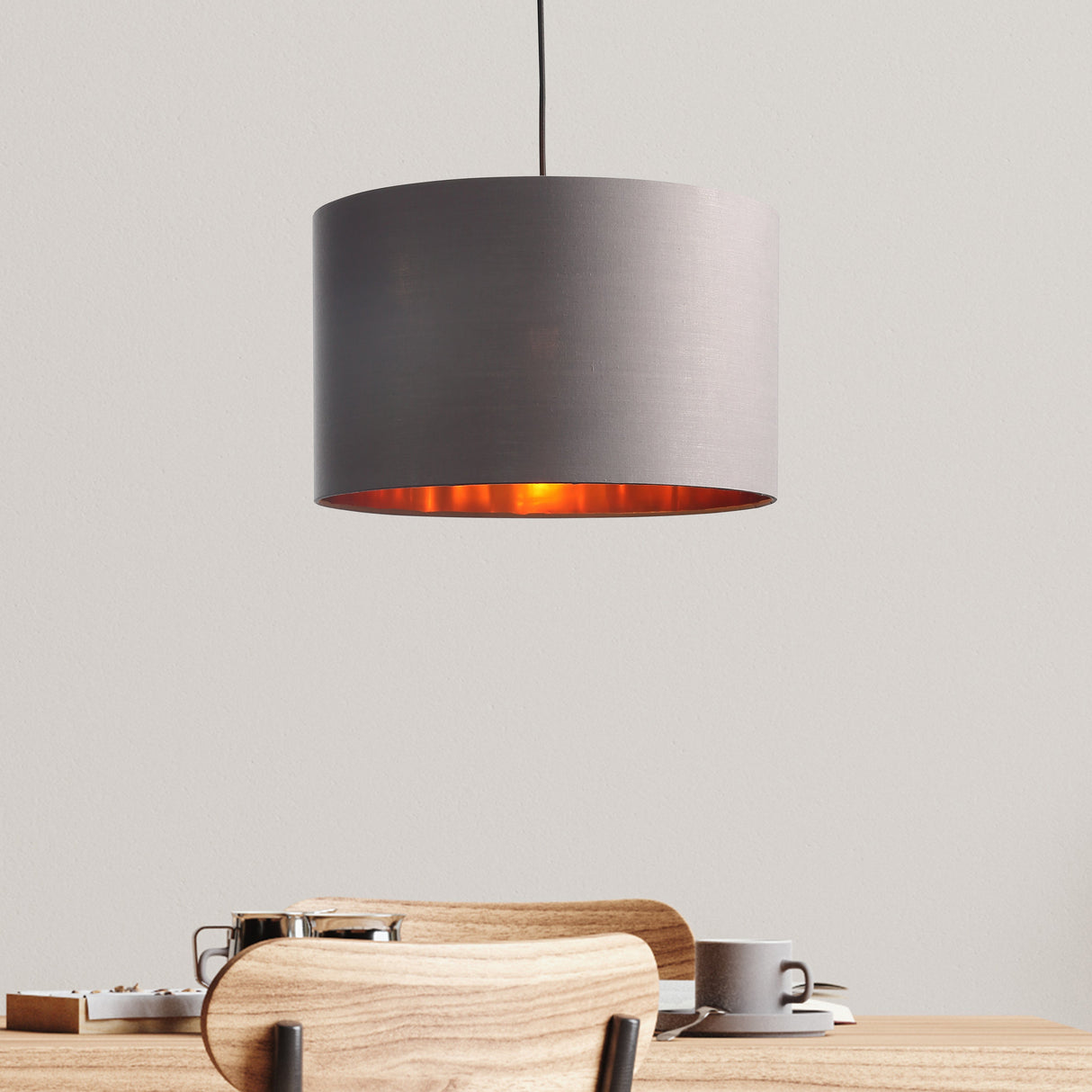 Drum Taklampa Ø40 Grå/Mässing