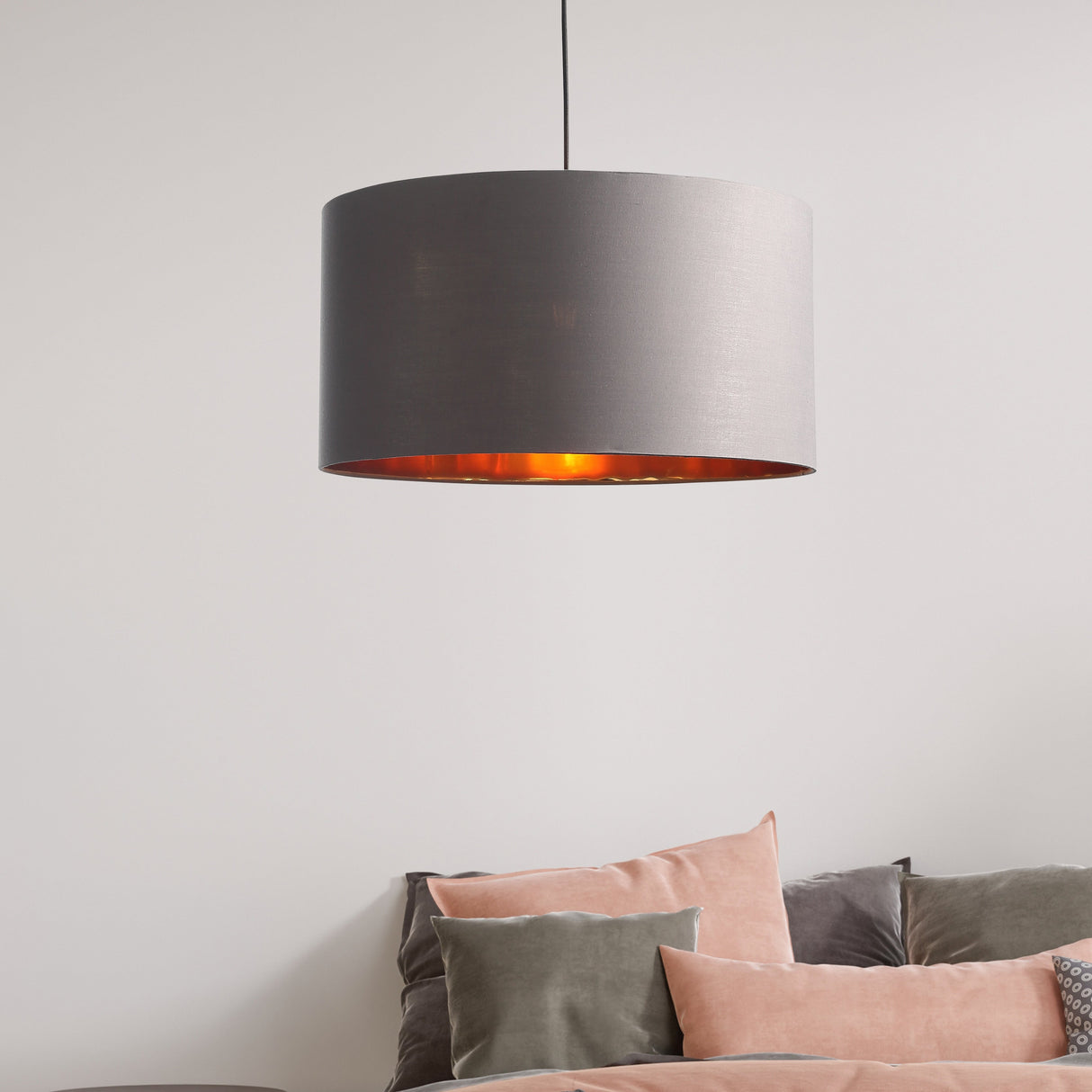 Drum Taklampa Ø50 Grå/Mässing