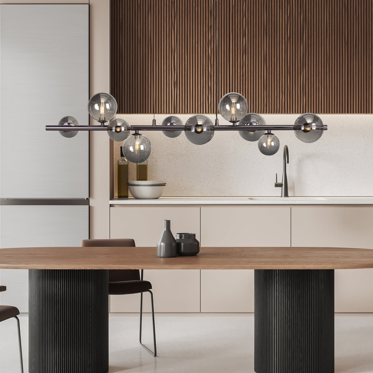 Valencia Långbordstaklampa Svart Titanium/Smoke