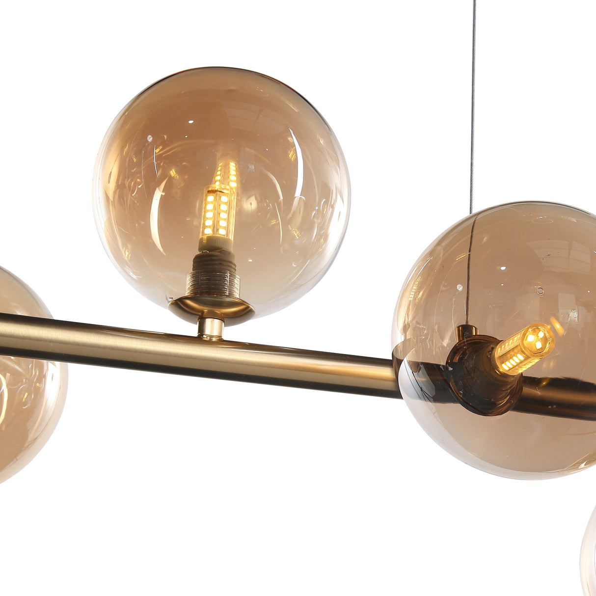 Seti Långbordstaklampa Borstad Mässing/Amber