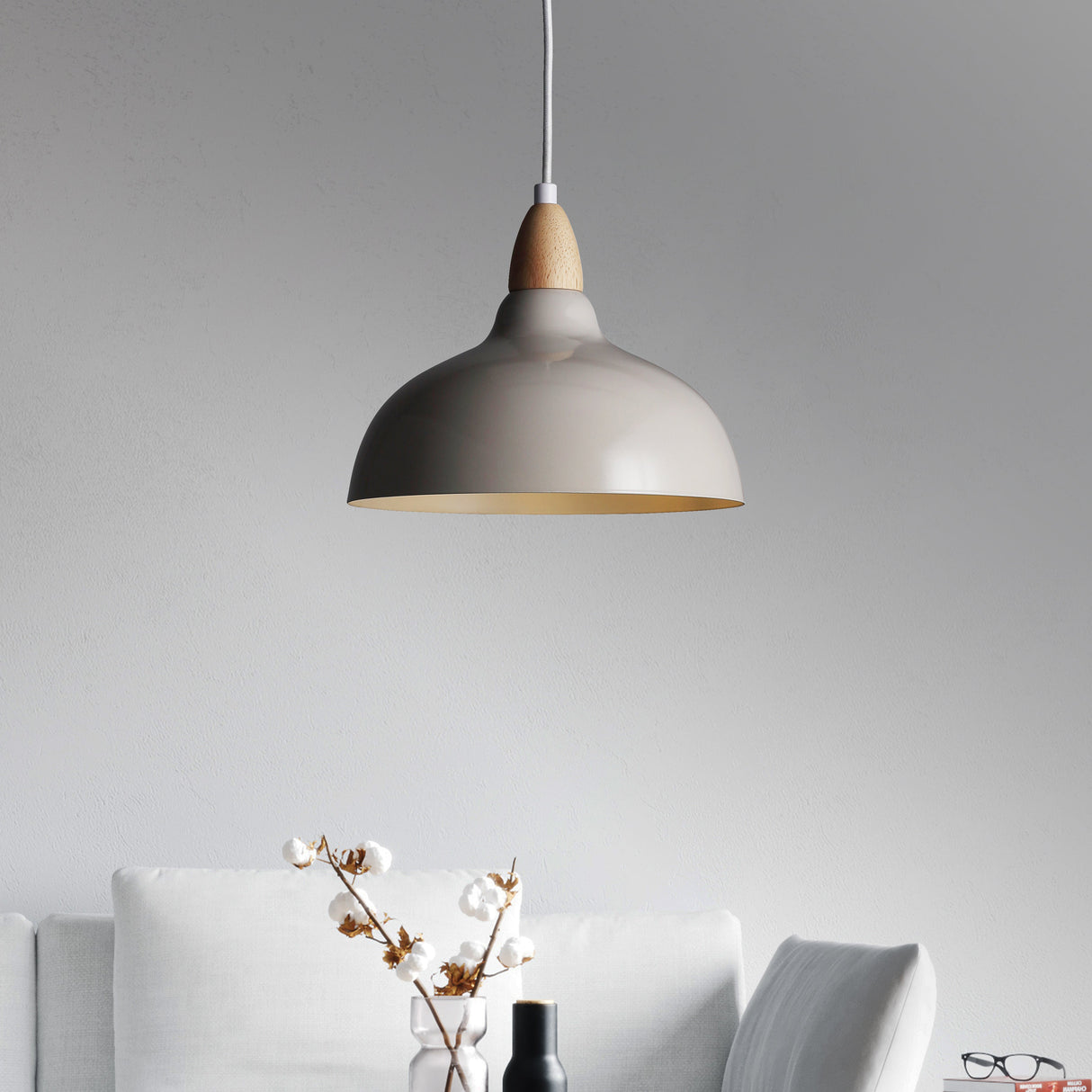 Oak Taklampa Ø24 Glossy Dove