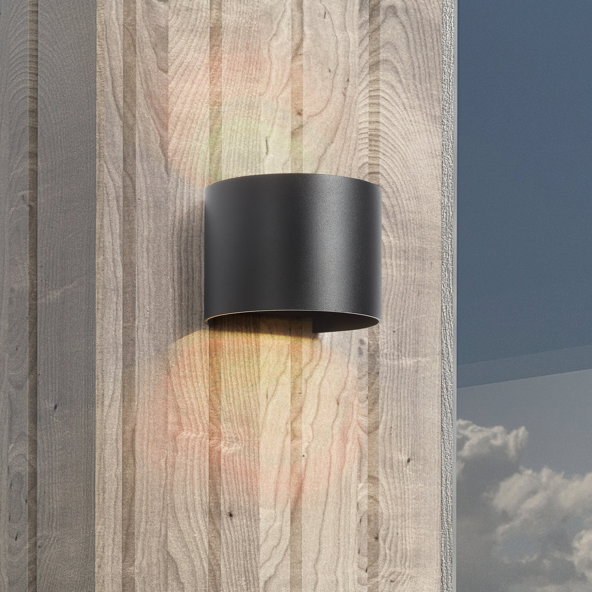 LED Vägglampa Utomhus Round 5W IP65 Svart-Lampconcept.se