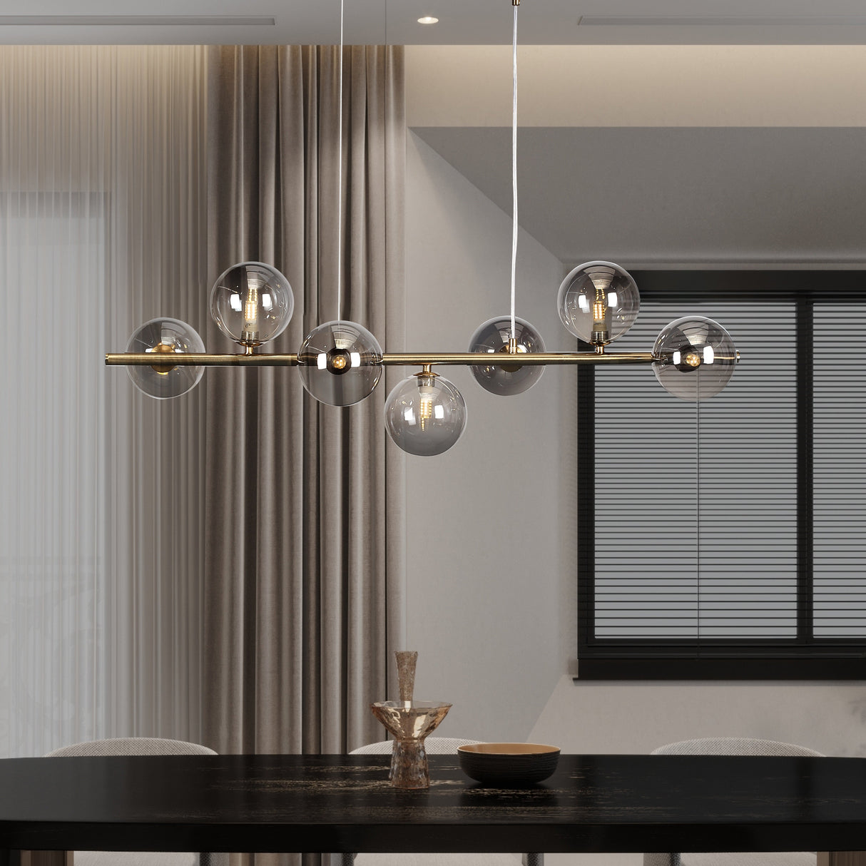 Bubbles Långbordstaklampa 90cm Smoke