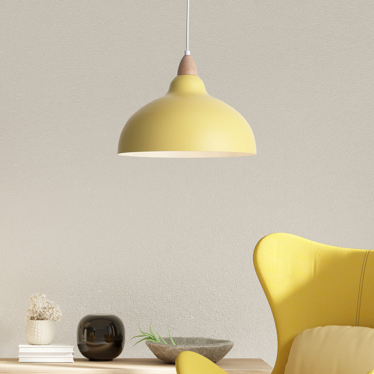 Oak Taklampa Ø35 Lemon Gul