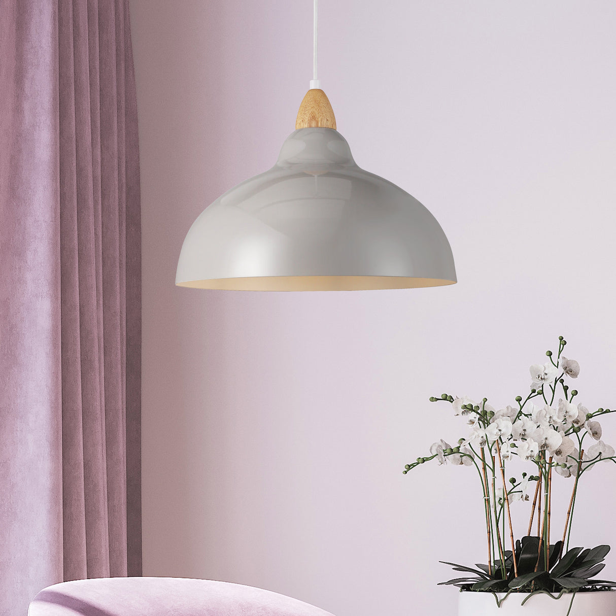 Oak Taklampa Ø35 Glossy Grå