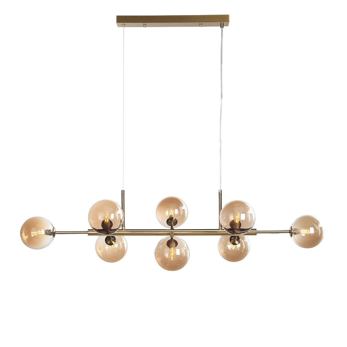 Seti Långbordstaklampa Borstad Mässing/Amber