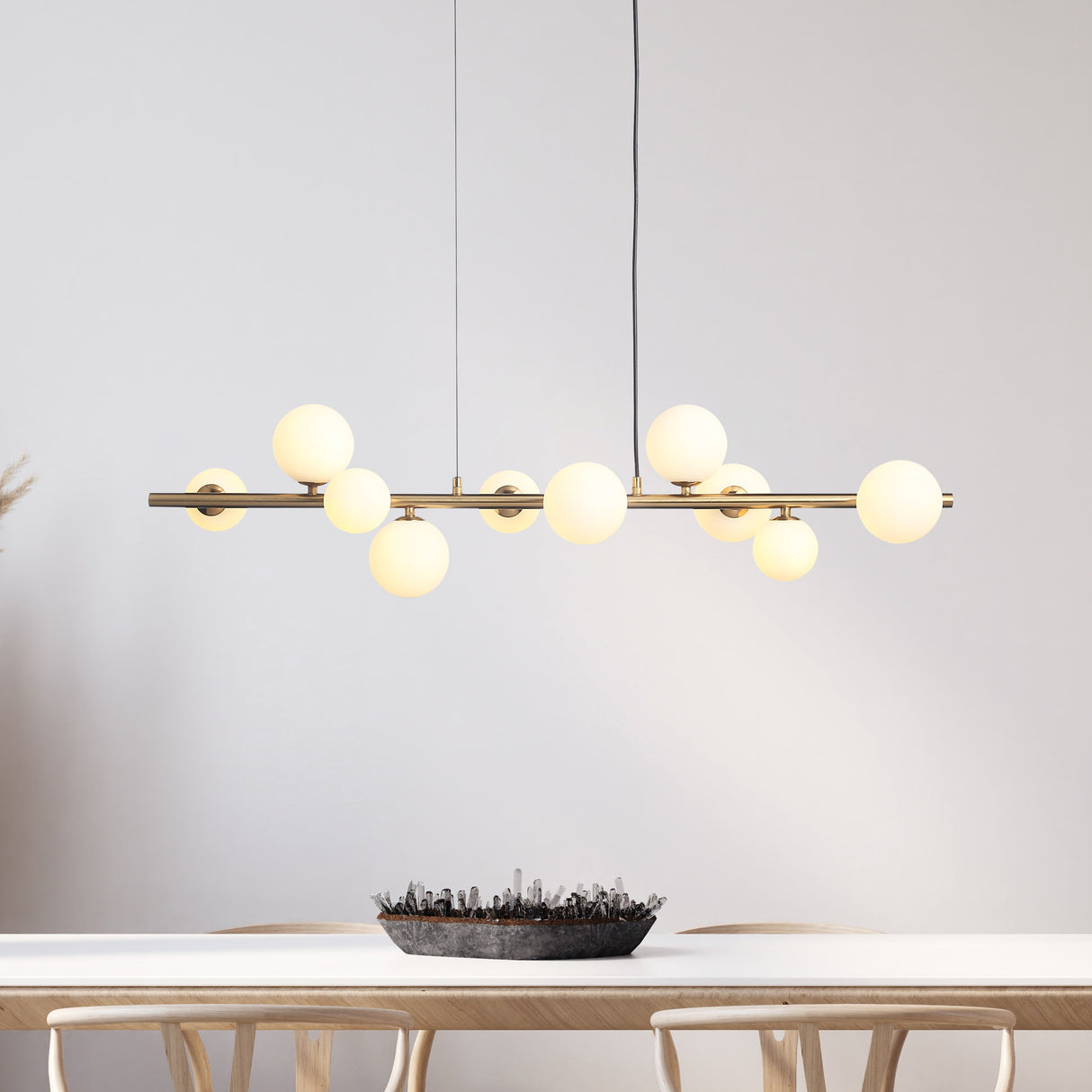 Valencia Långbord Taklampa Mässing/Opal-Lampconcept.se