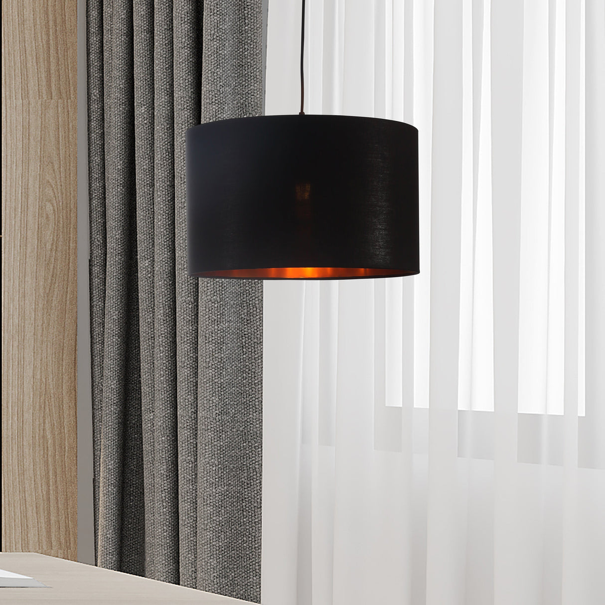 Drum Taklampa Ø40 Svart/Mässing