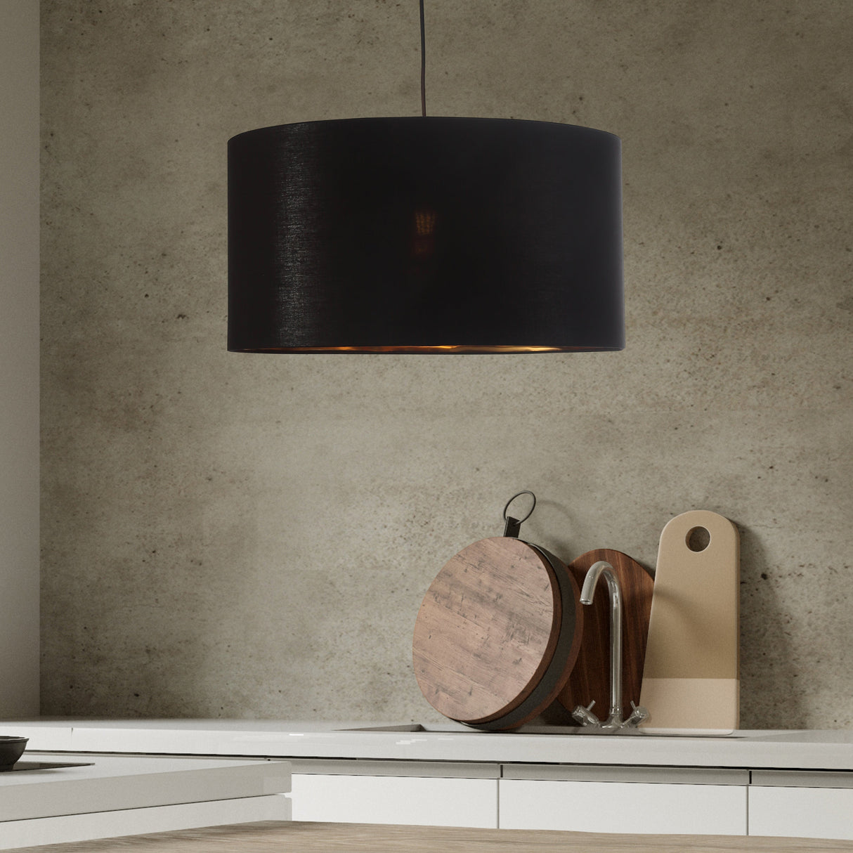 Drum Taklampa Ø50 Svart/Mässing