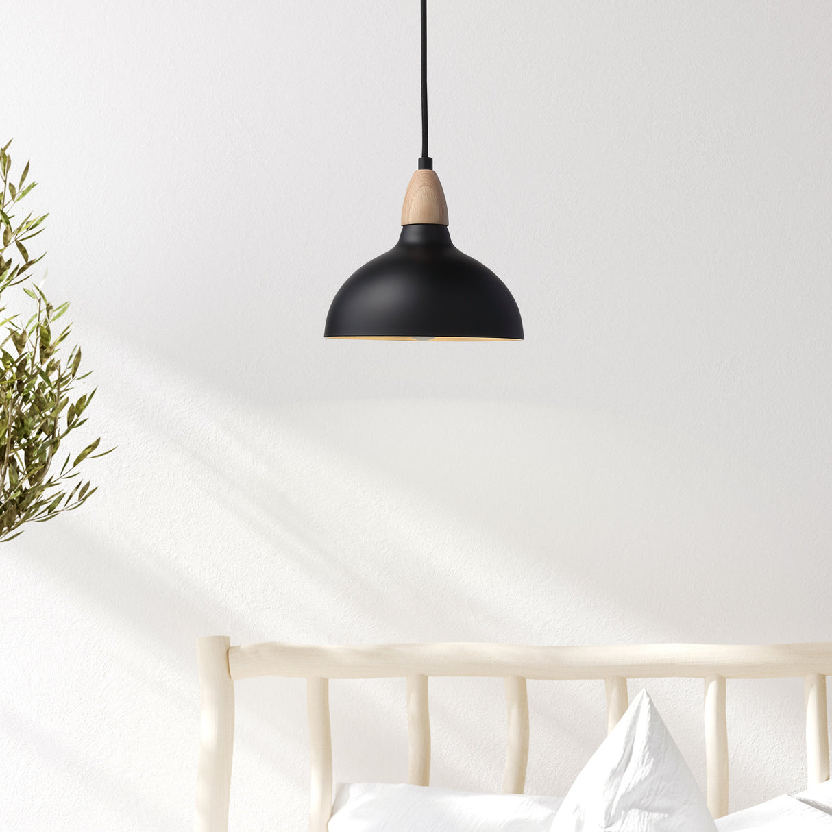 Oak Taklampa Ø19 Ljus Trä/Svart-Lampconcept.se
