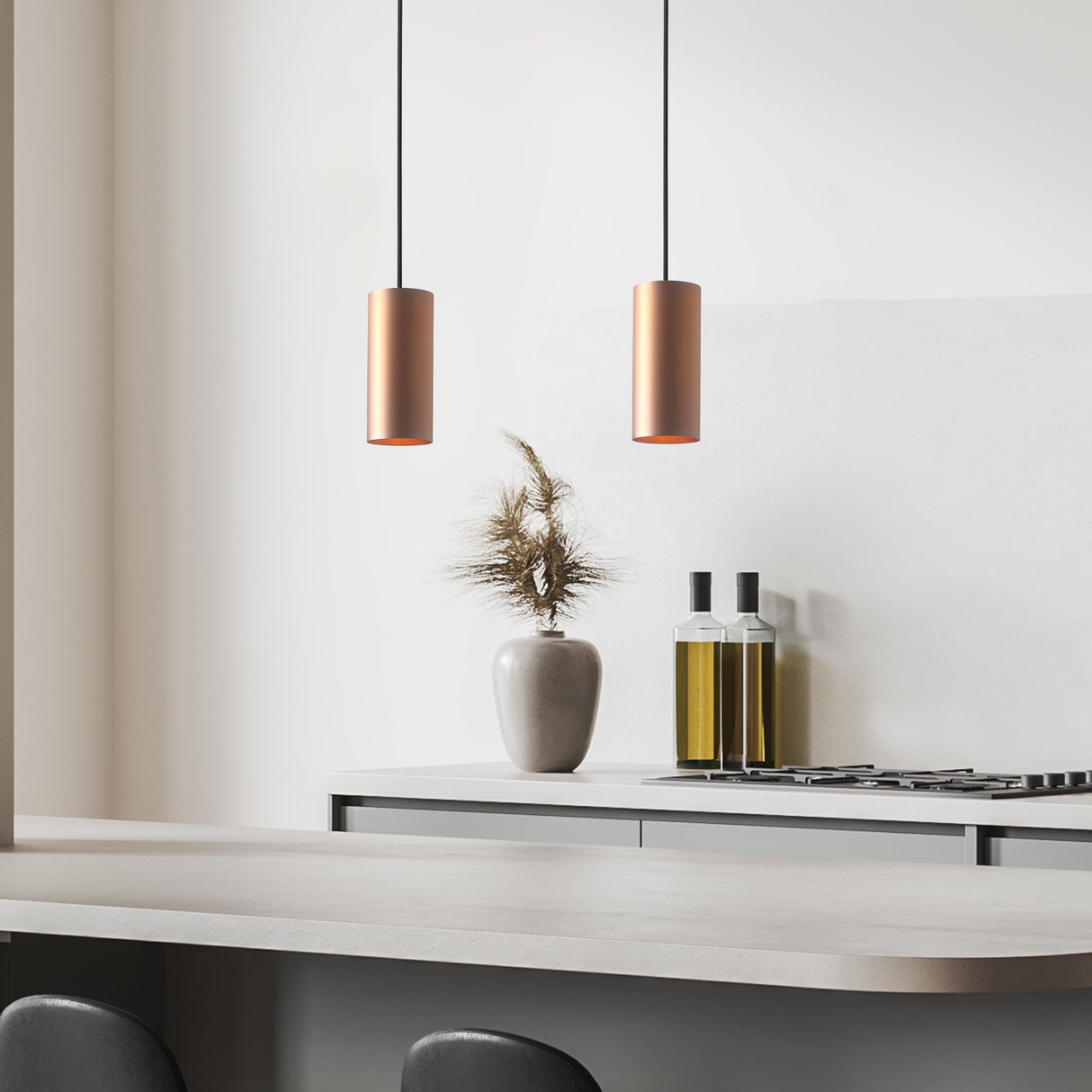 Big Tube Taklampa H27 Borstad Koppar-Lampconcept.se