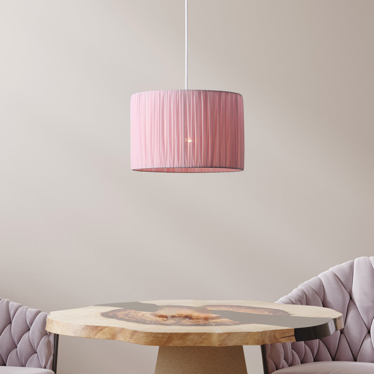 Drum Taklampa Ø30 Rosa-Lampconcept.se