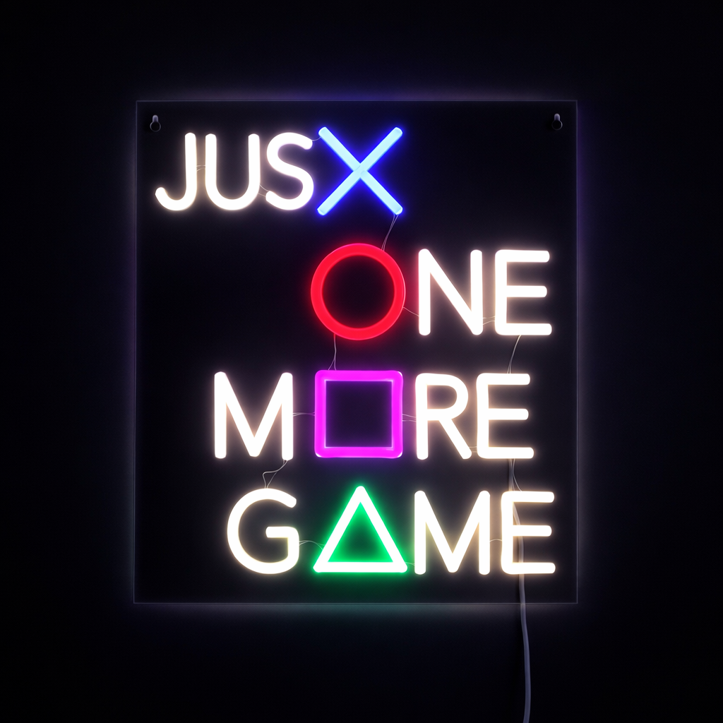 Just One More Game Neon Vägglampa
