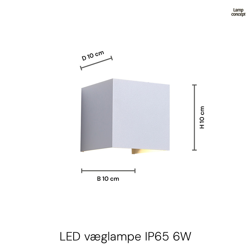 LED Vägglampa Utomhus IP65 6W Vit