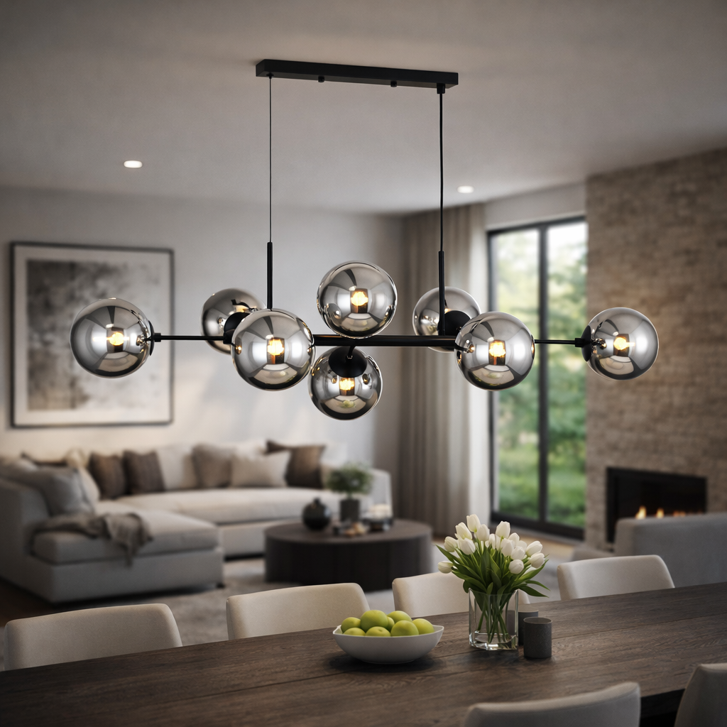 Lugano Långbordstaklampa Svart/Smoke-Lampconcept.se