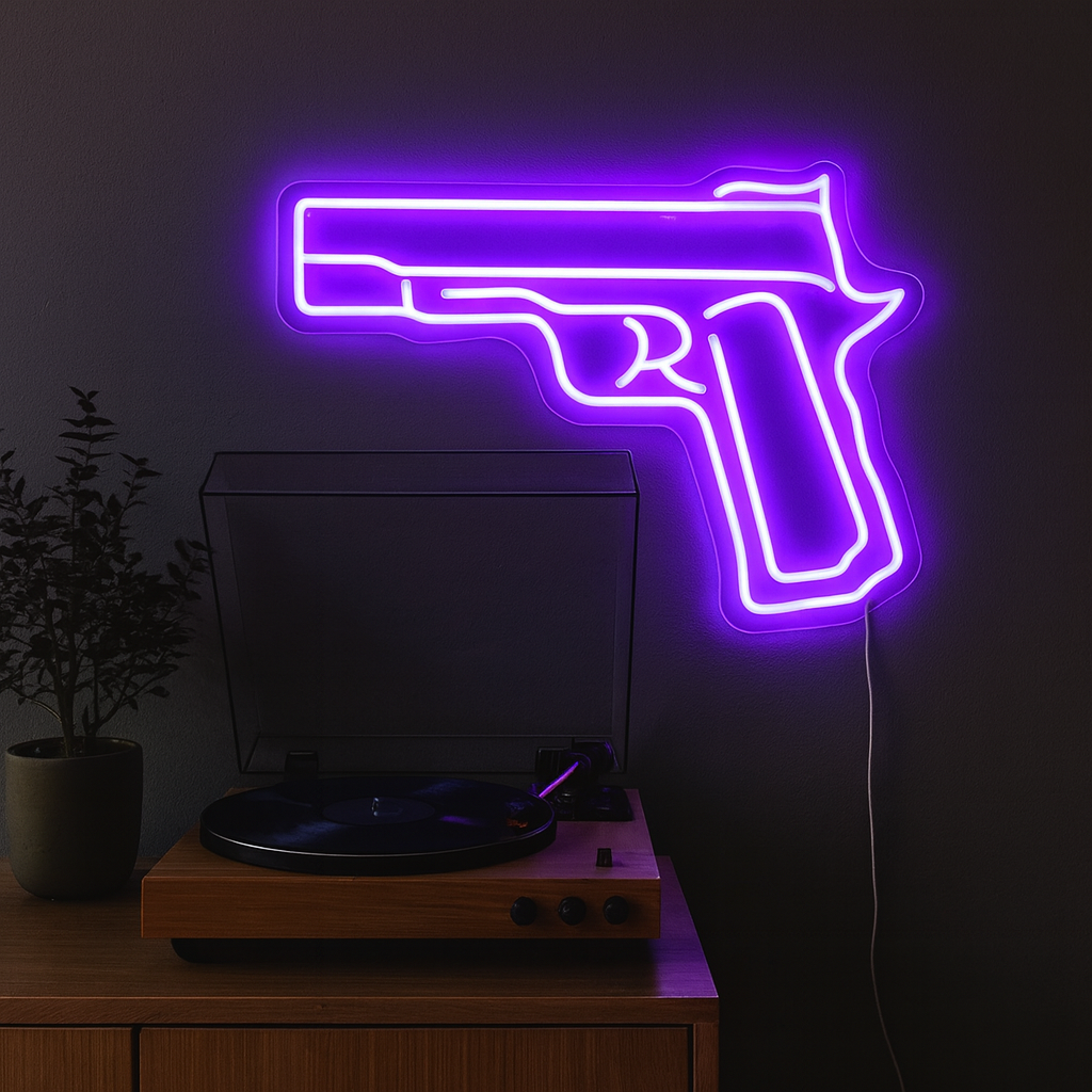 Gun Neon Vägglampa Blå