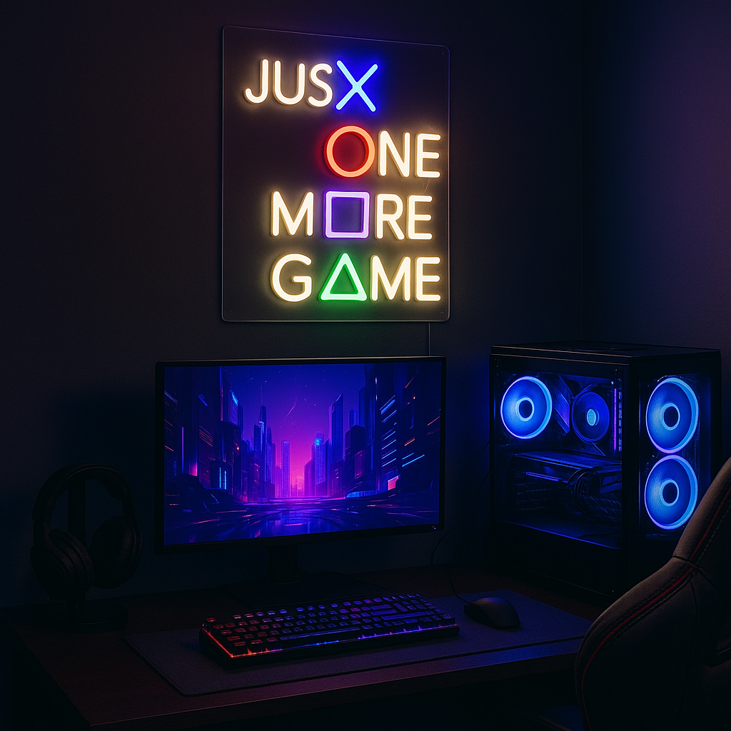 Just One More Game Neon Vägglampa