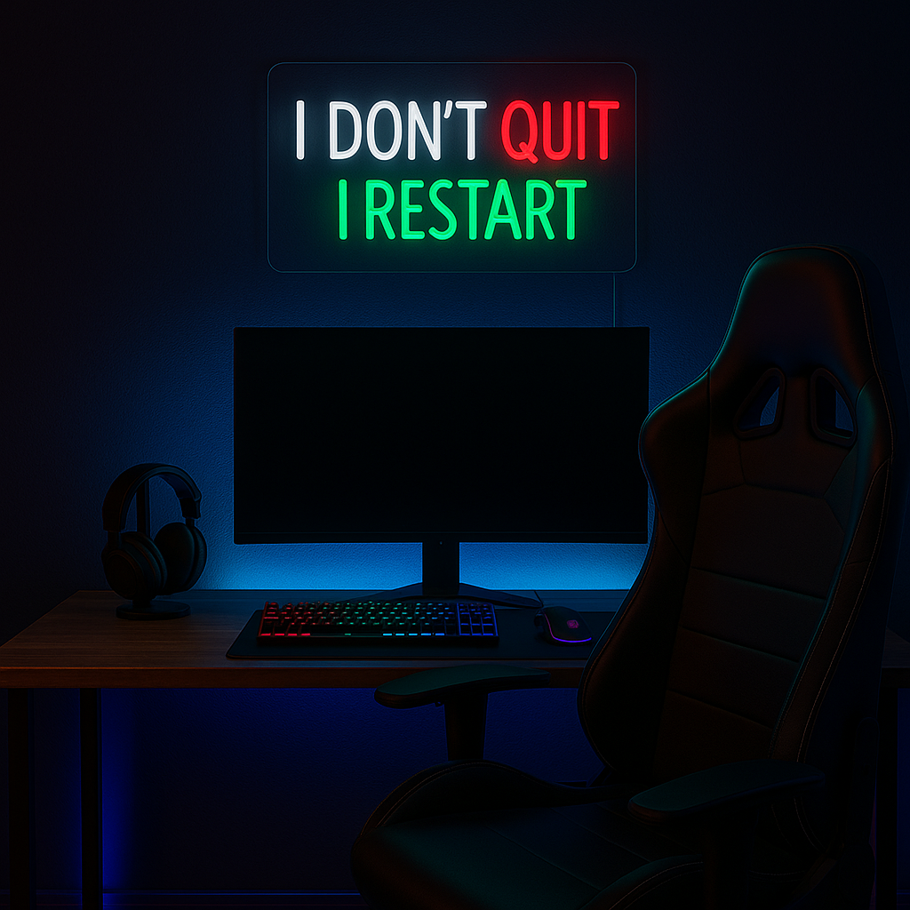 I Dont Quit I Restart Neon Vägglampa
