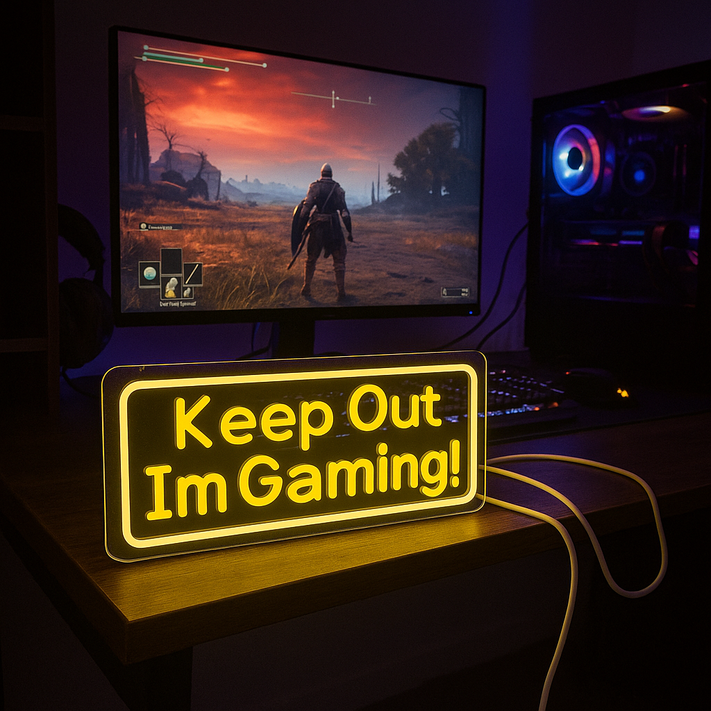 Keep Out Im Gaming Neon Vägglampa