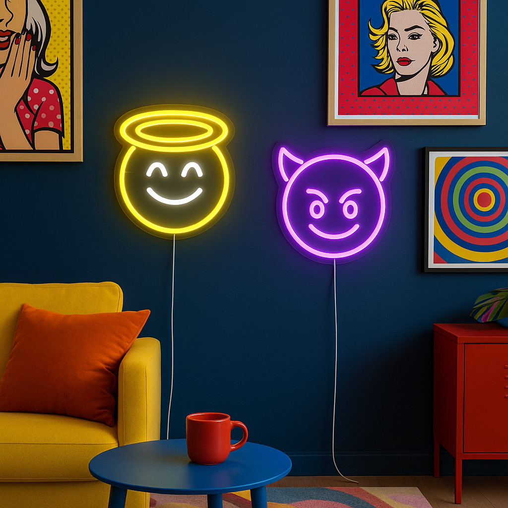 Emoji Devil Neon Vägglampa