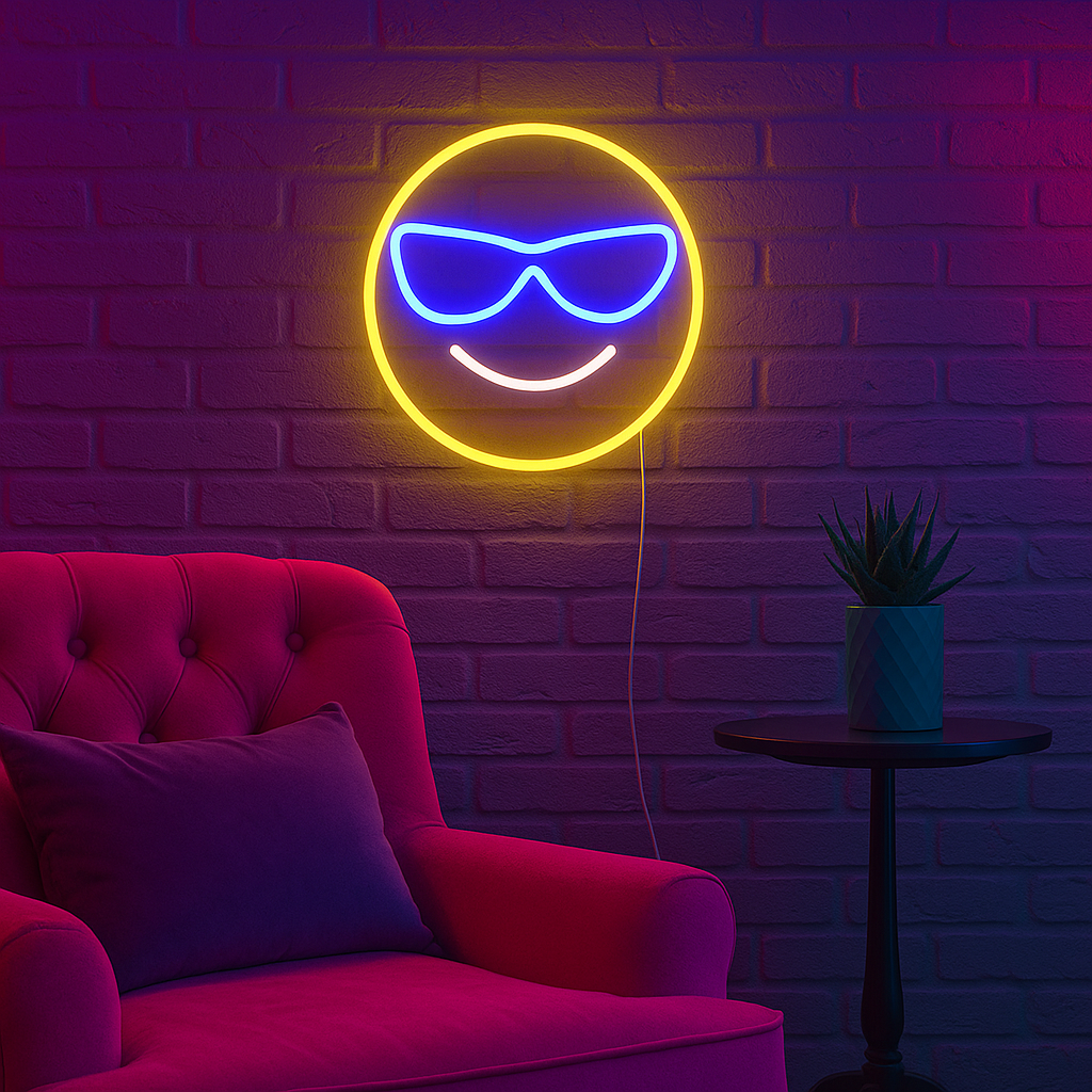 Emoji Cool Neon Vägglampa