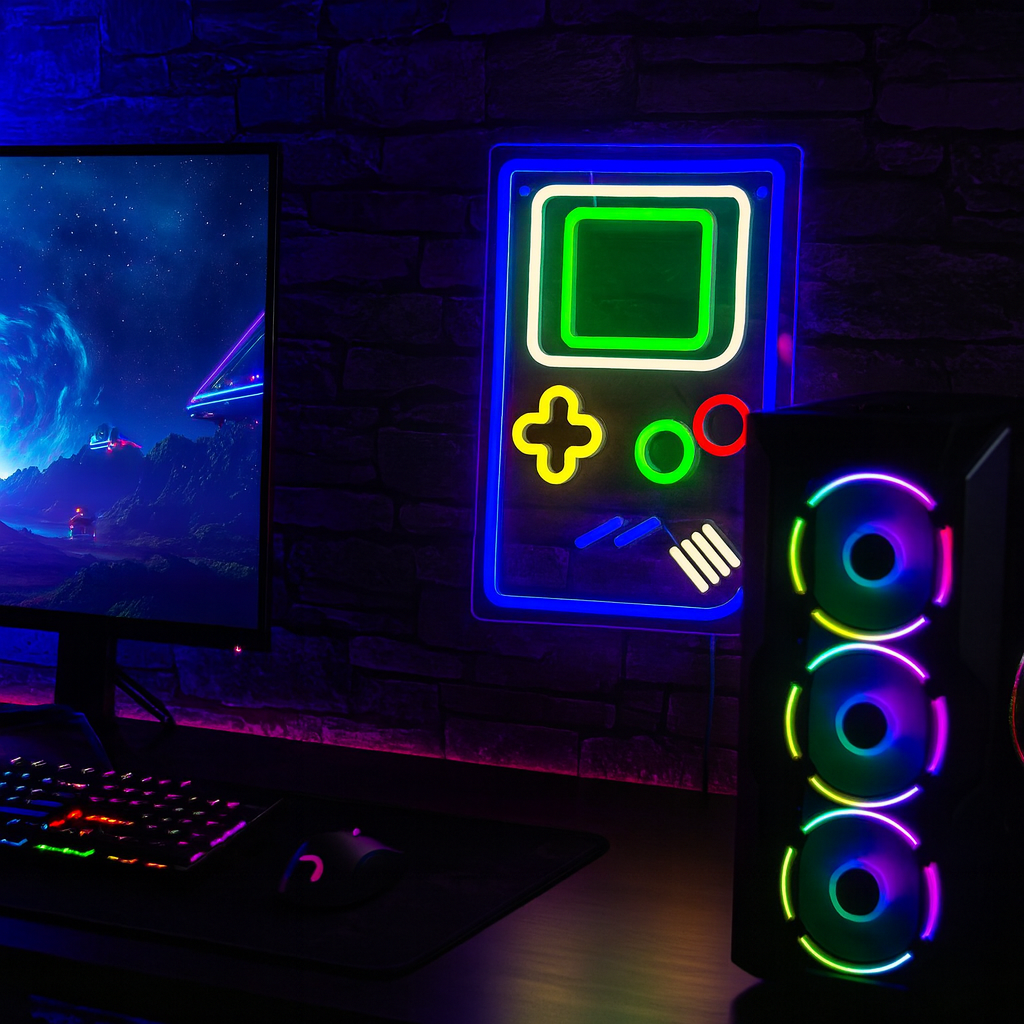 Gameboy Neon Vägglampa