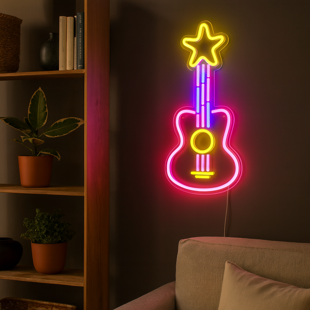 Guitar Neon Vägglampa