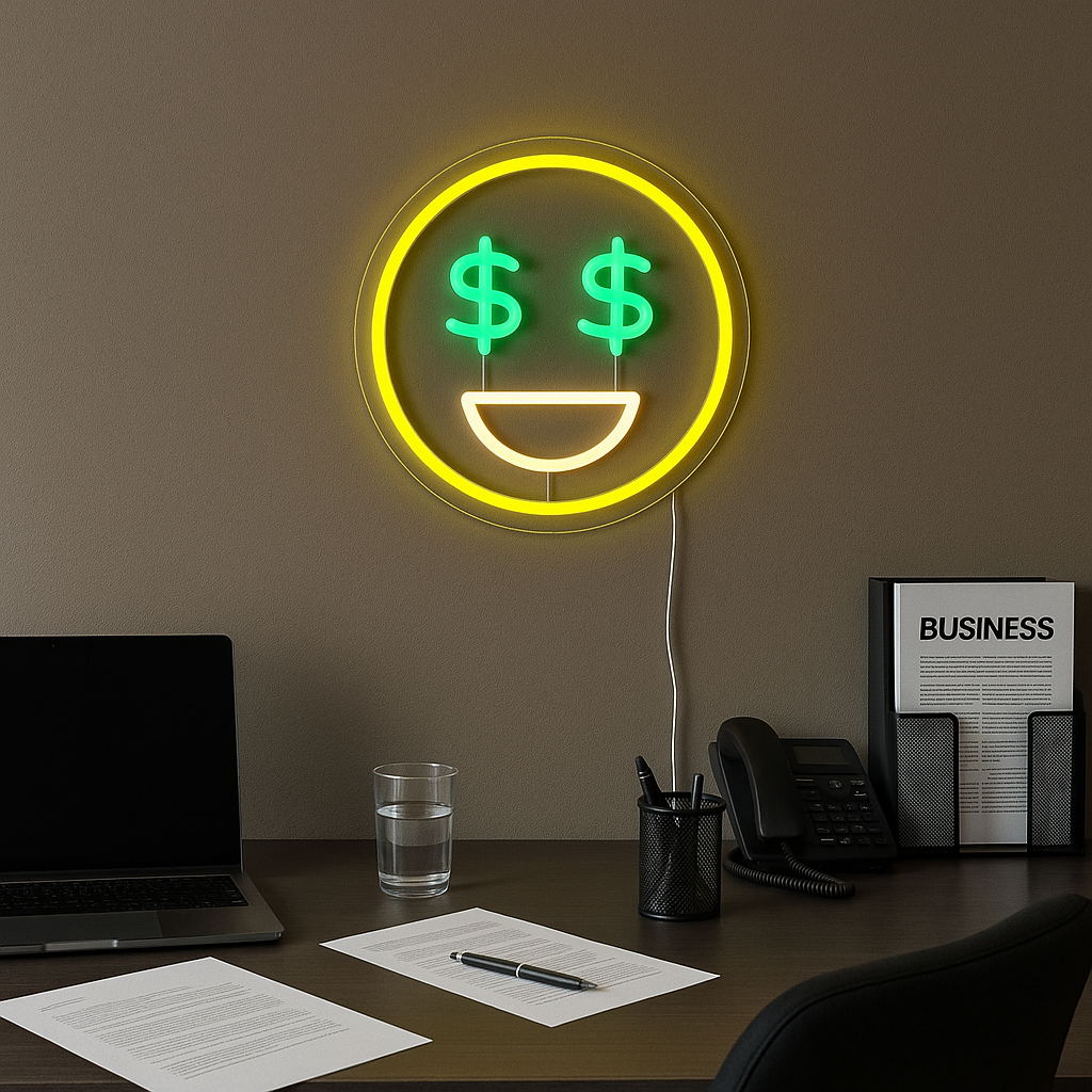 Emoji Dollar Neon Vägglampa