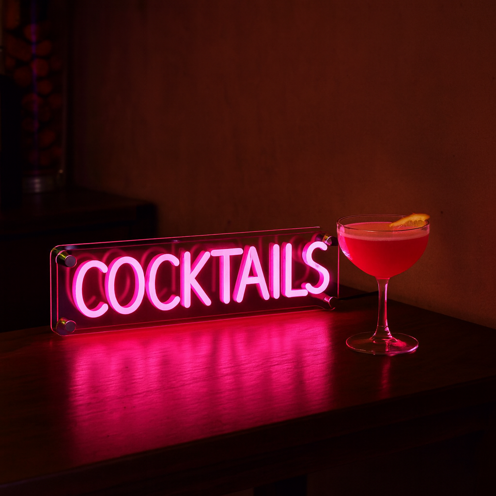 Cocktails LED Neon Box Bordlampa