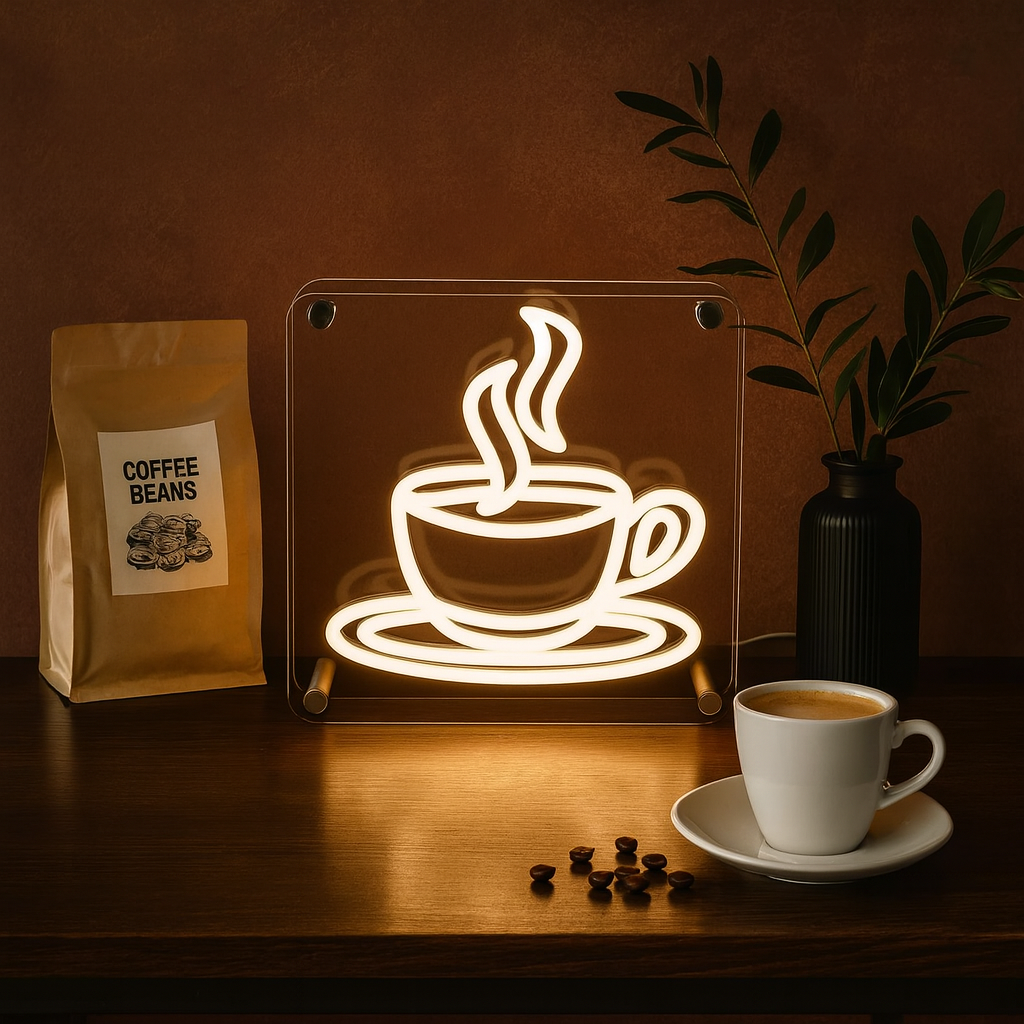 Coffee LED Neon Box Bordlampa