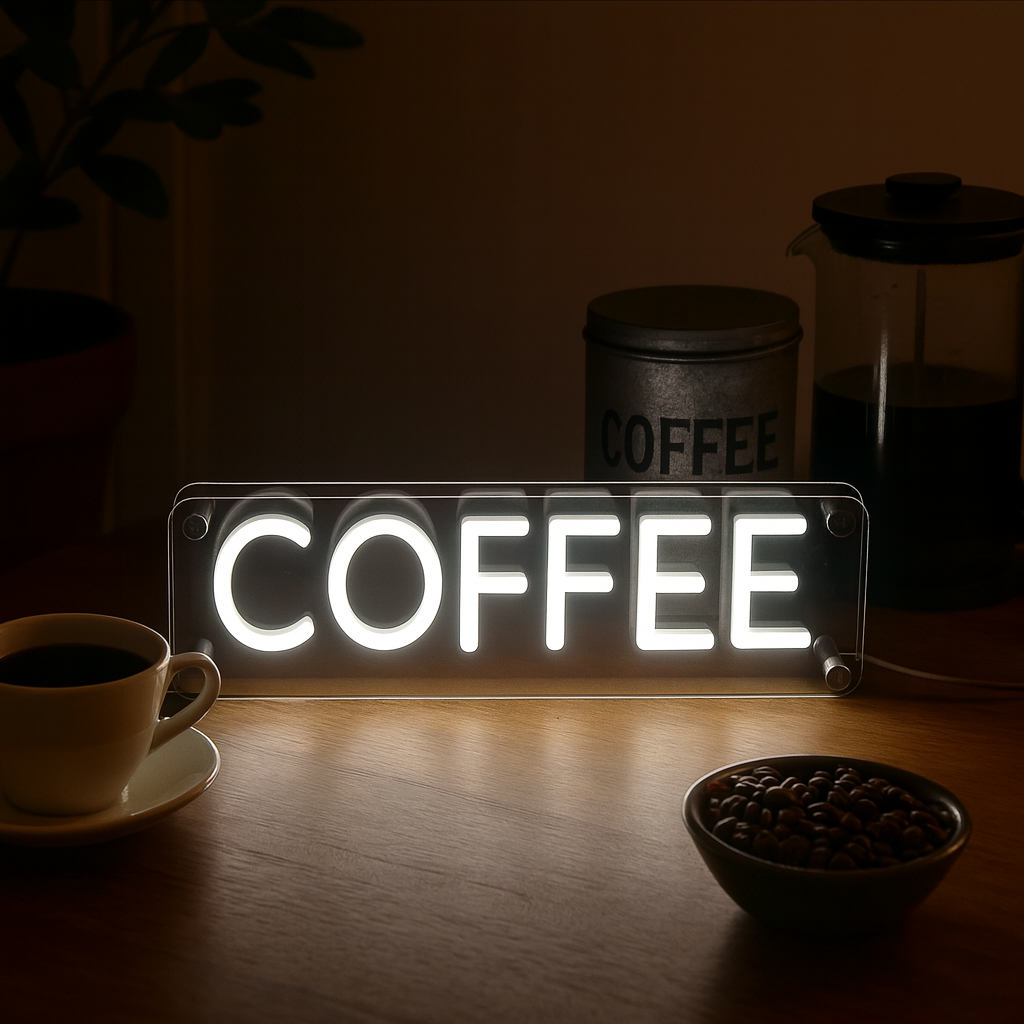 Coffee LED Neon Box Bordlampa