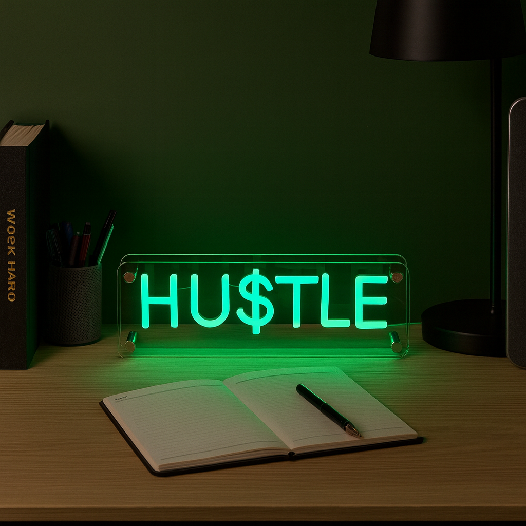 Hustle LED Neon Box Bordlampa