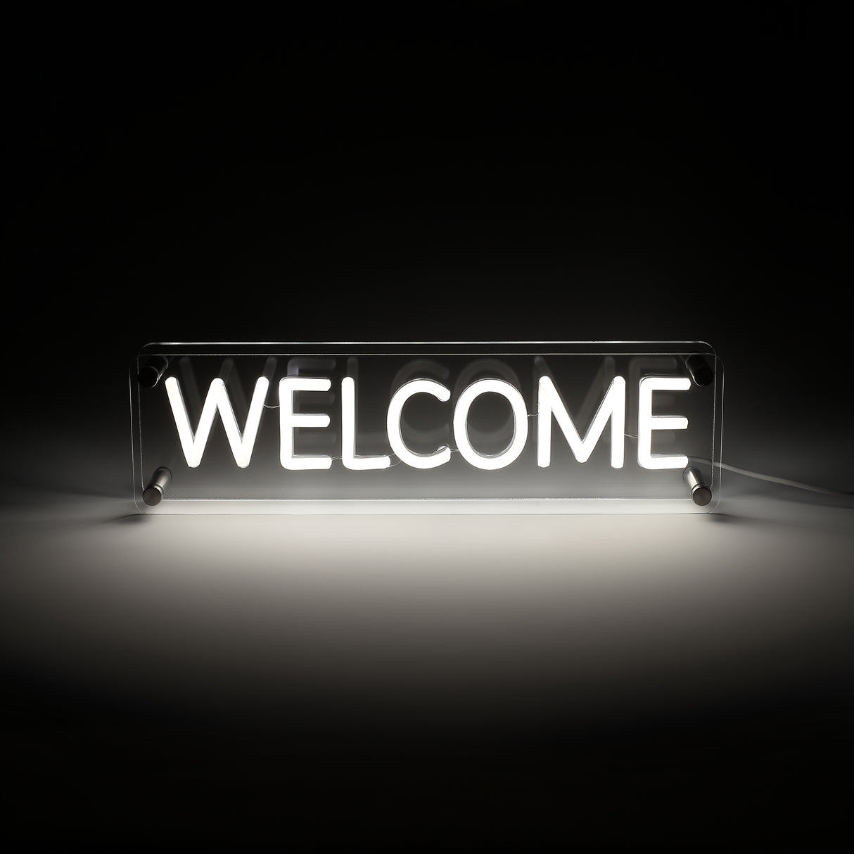 Welcome LED Neon Box Bordlampa