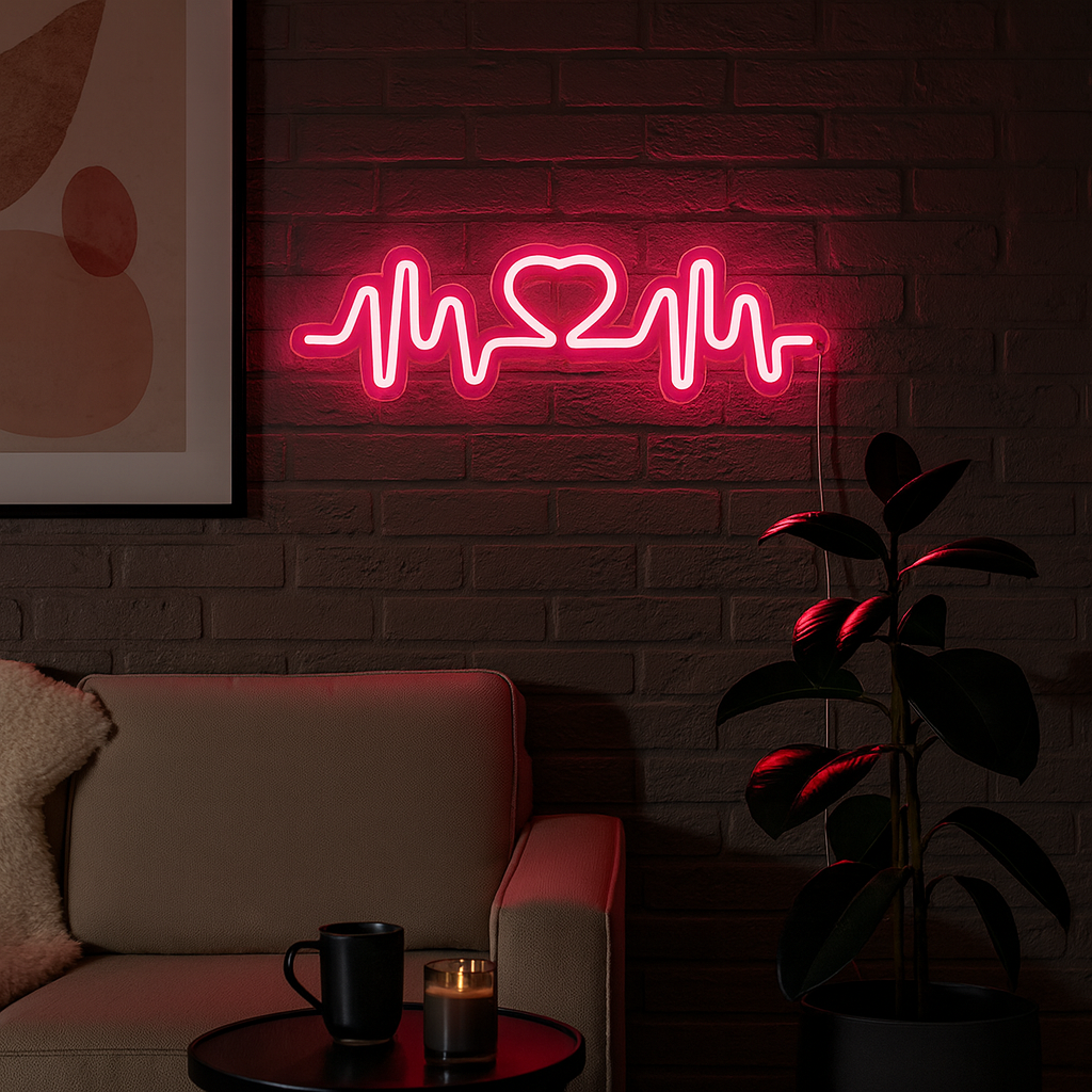 Heartbeat Neon Vägglampa Pink